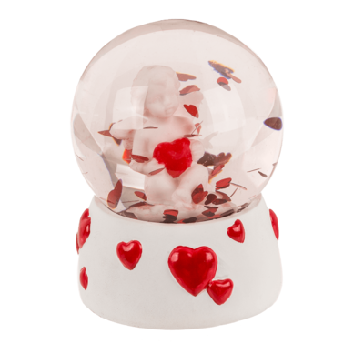 Polyresin glitterball, Angel withl heart,