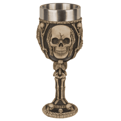 Polyresin mug, Skull with stainless steel insert,