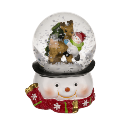 Polyresin snow globe with Santa & Reindeer,