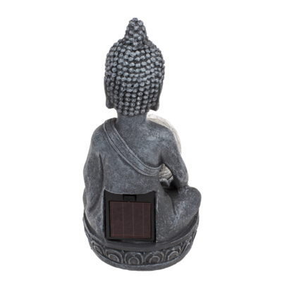 Polyresin Solar Buddha Figurine, with crackle
