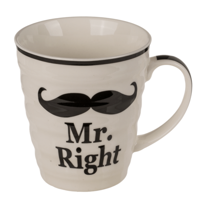 Porcelain mug, Mr Right & Mrs Always Right,