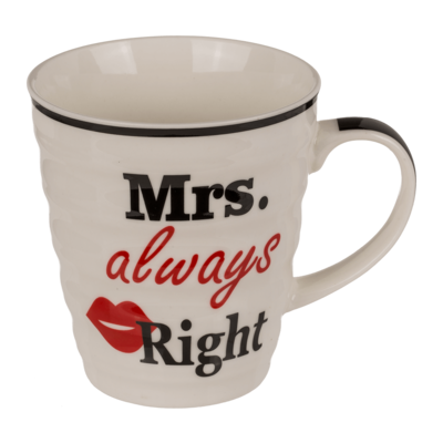 Porcelain mug, Mr Right & Mrs Always Right,