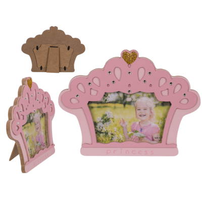 Portafoto rosa in legno, Princess Crown,