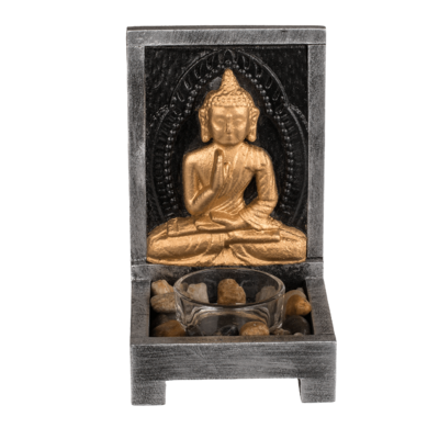 Portalumini in legno, Buddha,