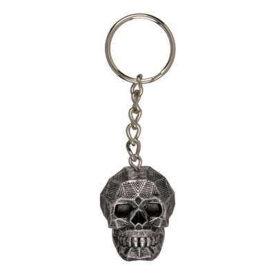 Porte-clès en métal, Metallic Skull, env. 4 cm,