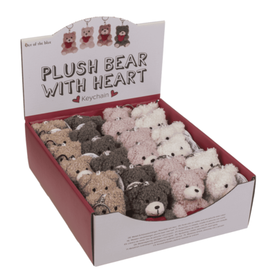 Porte-clés métal, ours en peluche avec cœur