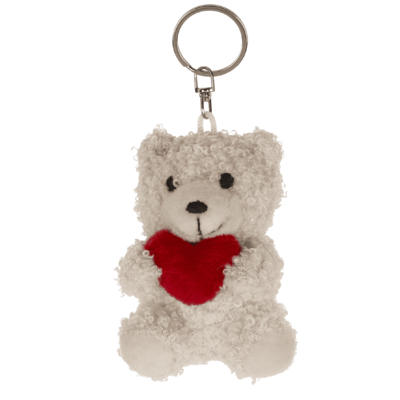 Porte-clés métal, ours en peluche avec cœur