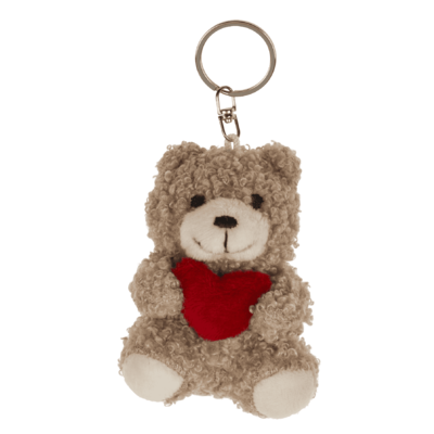 Porte-clés métal, ours en peluche avec cœur