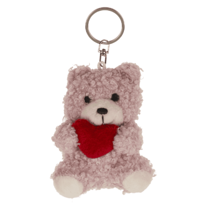 Porte-clés métal, ours en peluche avec cœur