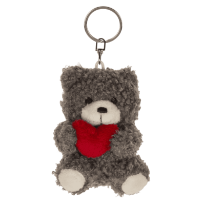 Porte-clés métal, ours en peluche avec cœur