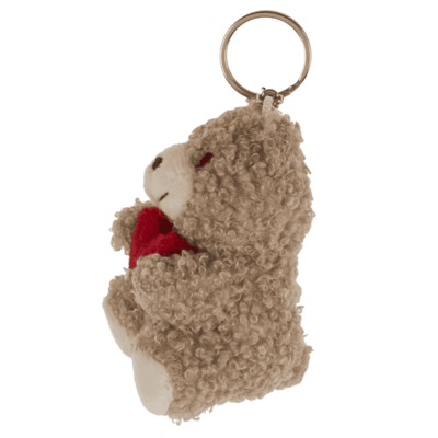 Porte-clés métal, ours en peluche avec cœur