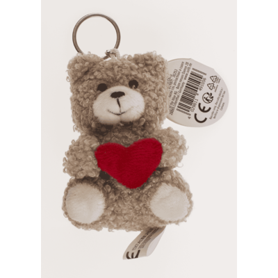 Porte-clés métal, ours en peluche avec cœur