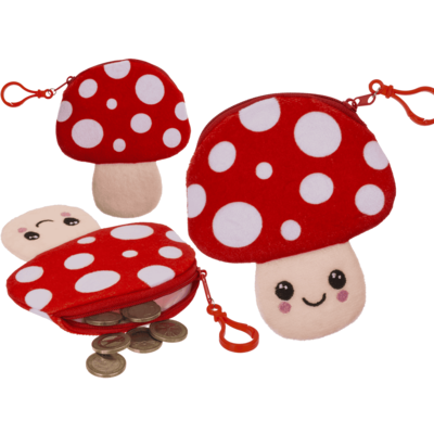 Porte-monnaie en peluche, champignon kawaii