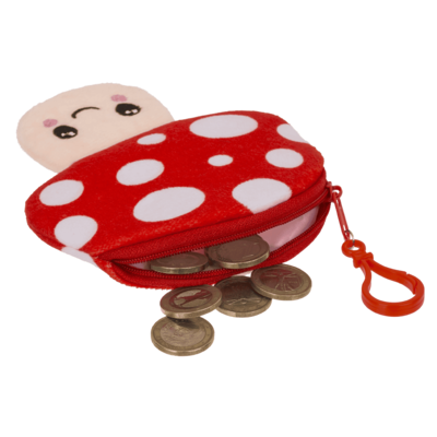 Porte-monnaie en peluche, champignon kawaii