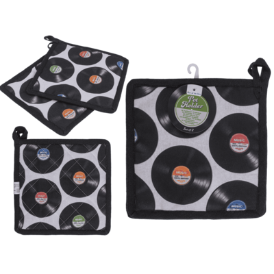 Pot holder, vinyl records, 20 x 20 cm,