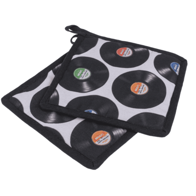 Pot holder, vinyl records, 20 x 20 cm,