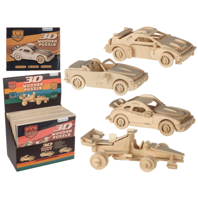 4x legno naturale 3d Puzzle Automobili Puzzle in legno 4 pezzi Compleanno per Bambini Souvenir Nuovo 