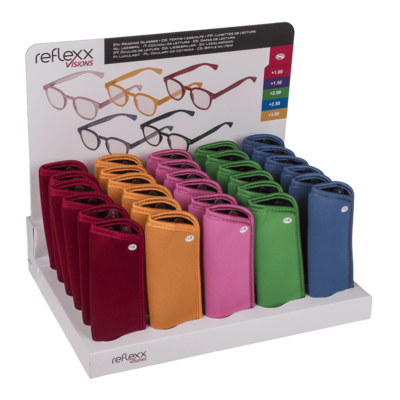 Reading glasses with plastic frame, 5 strengths,