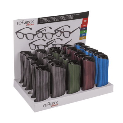 Reading glasses with plastic frame, 5 strengths,