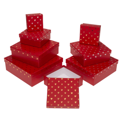 red coloured gift boxes, Shiny Hearts,