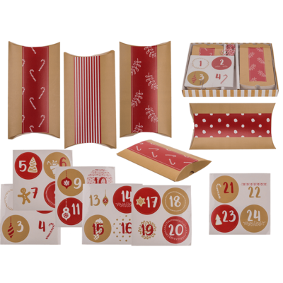 Red/nature coloured advent calender,