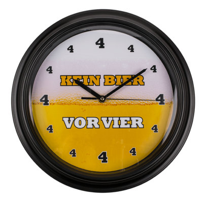 Reloj de pared con sonido, Kein Bier vor 4,