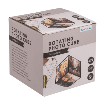 Rotating picture cube for 6 photos 11 x 11 cm,