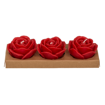 Rote Kerze, Rose, 3er Set,