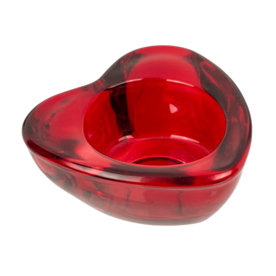 Roter Glas-Teelichthalter, Herz, ca. 8 x 8 cm,