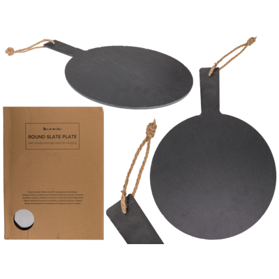 Round slate plate with handle,