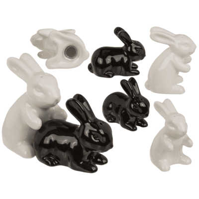 Salt & pepper shaker, rabbits, 11 x 4.5 x 8 cm,