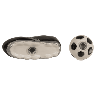 Salt& pepper shaker, football & shoe, with magnet,