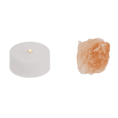 Salt crystal with LED tea light, 4 x 2 cm,