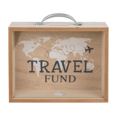 Salvadanaio in legno, Travel Fund,
