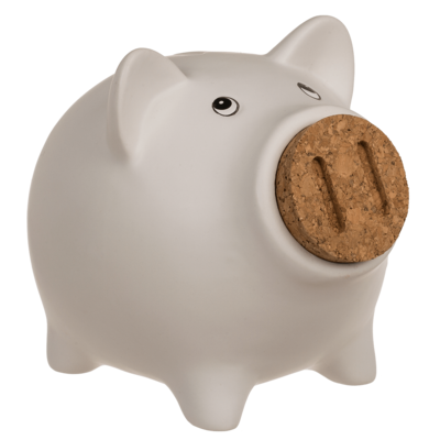 Saving bank, pig with corc closing nose,