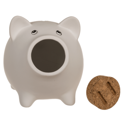 Saving bank, pig with corc closing nose,