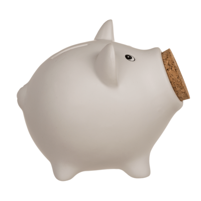 Saving bank, pig with corc closing nose,