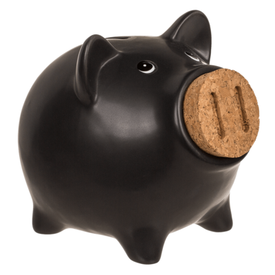 Saving bank, pig with corc closing nose,
