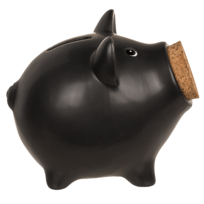 Saving bank, pig with corc closing nose,