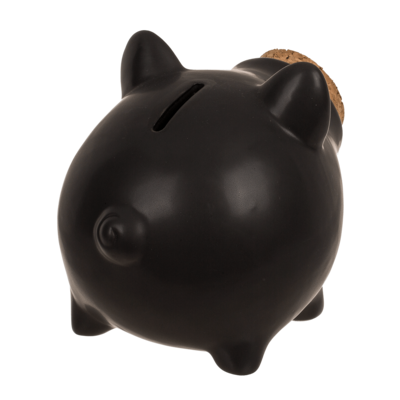 Saving bank, pig with corc closing nose,