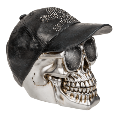 Savings bank with lock, Skull with basecap,