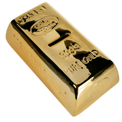 Savings Box with lock, Gold Bar,