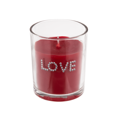 Scented candle (rose) in glass, Love,