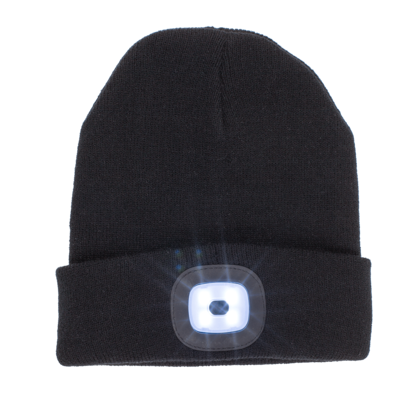 Schwarze Mütze mit 4 LED (inkl. Batterien),