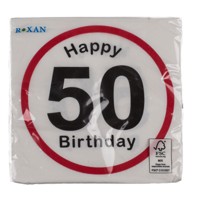 Serviettes en papier, Happy Birthday - 50,