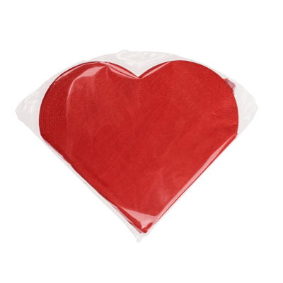 Serviettes en papier rouge en forme de coeur,