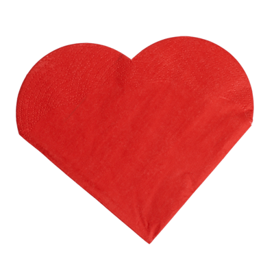 Serviettes en papier rouge en forme de coeur,