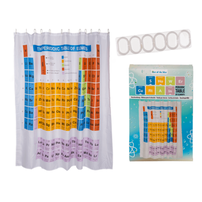 Shower curtain, periodic table,
