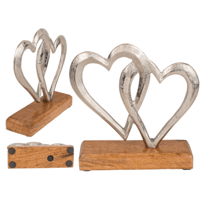 Silver colored metal double heart,