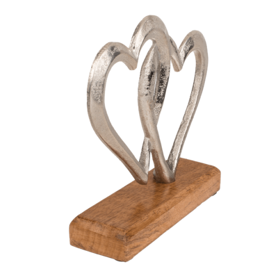 Silver colored metal double heart,